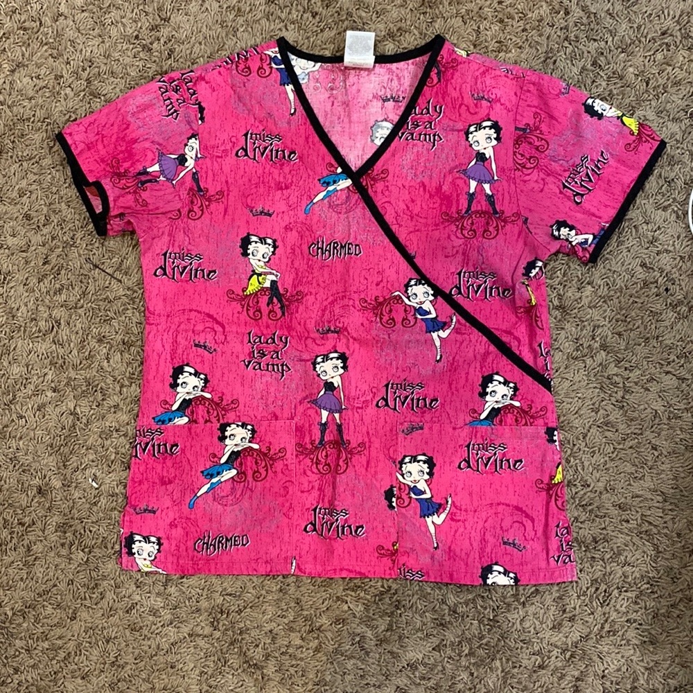 Betty boop pink scrub top